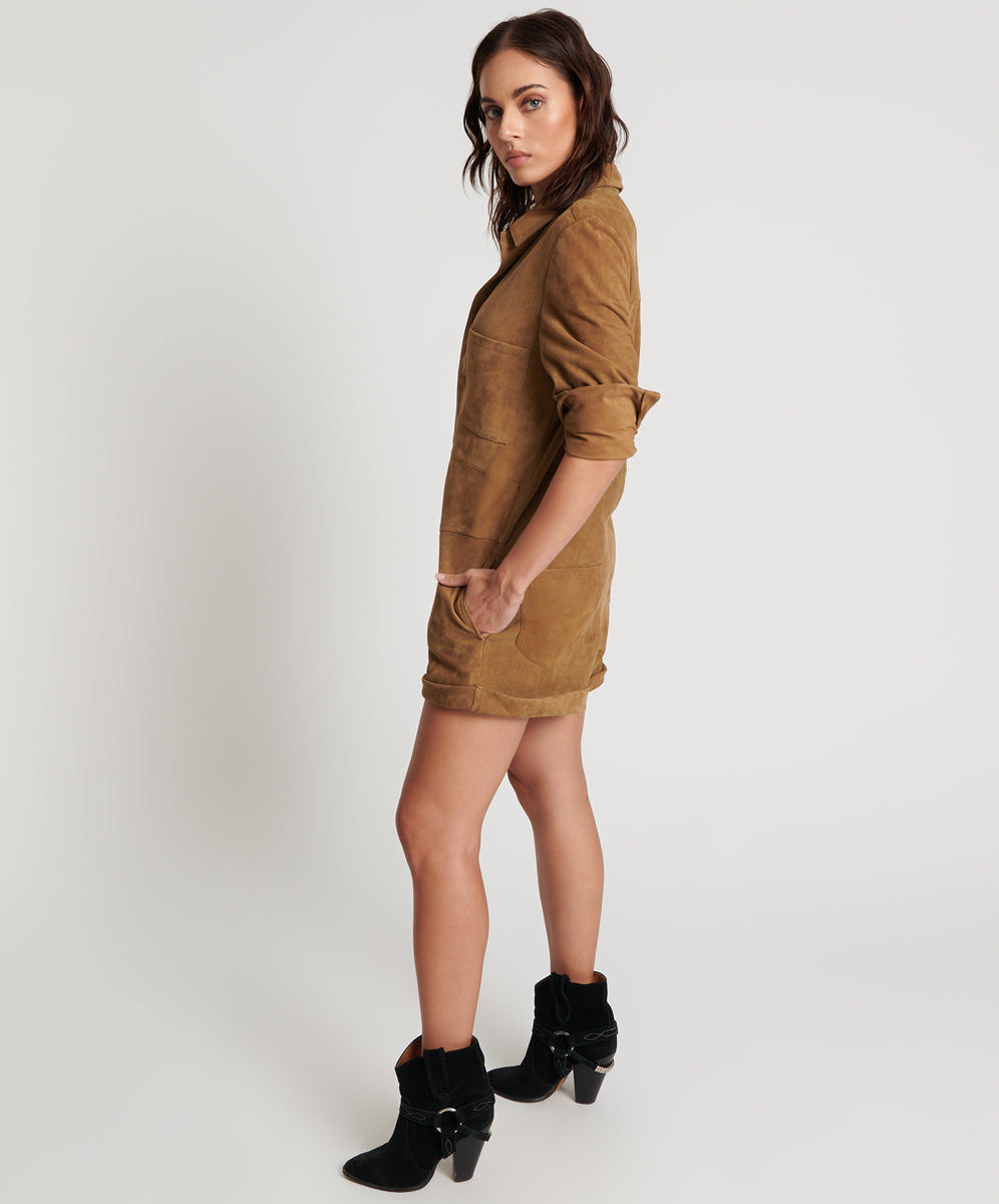 Products TAN SUEDE PROPHECY JUMPSUIT
