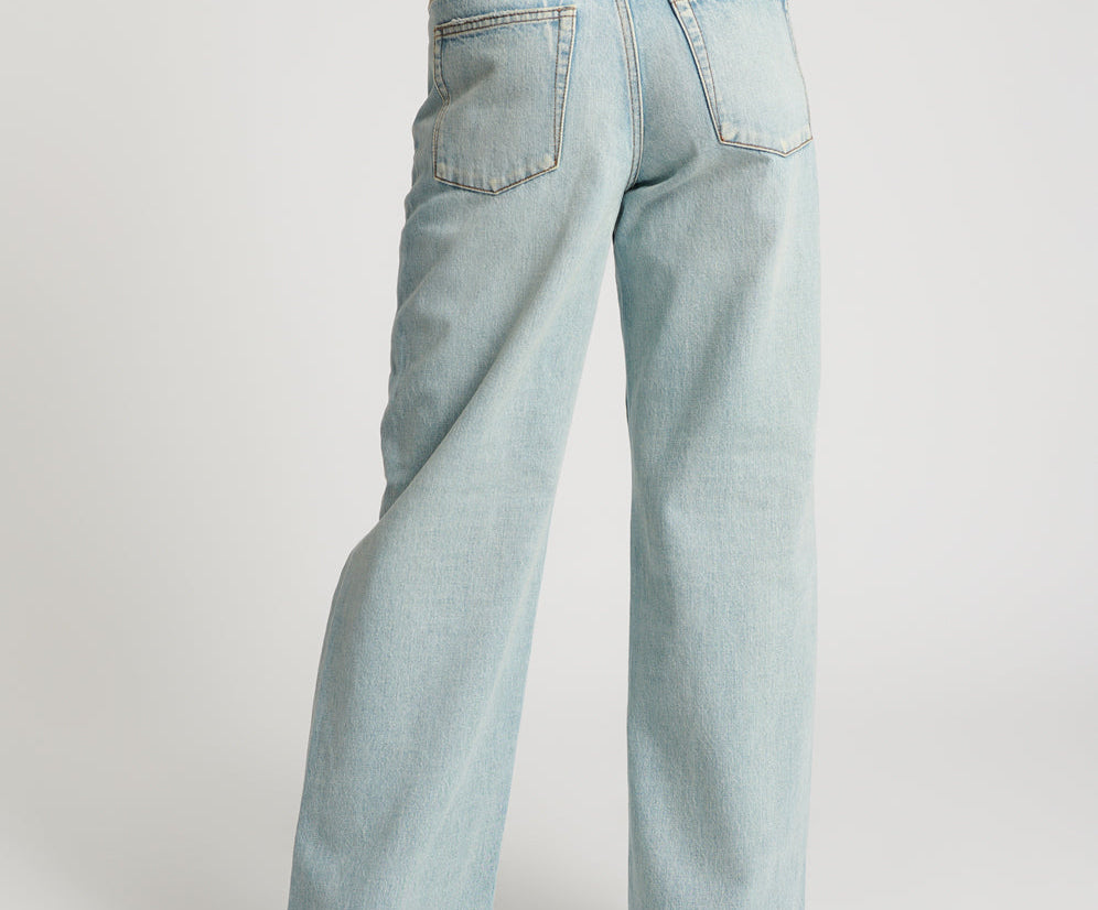 KANSAS BLUE JACKSON MID WAIST WIDE LEG JEANS