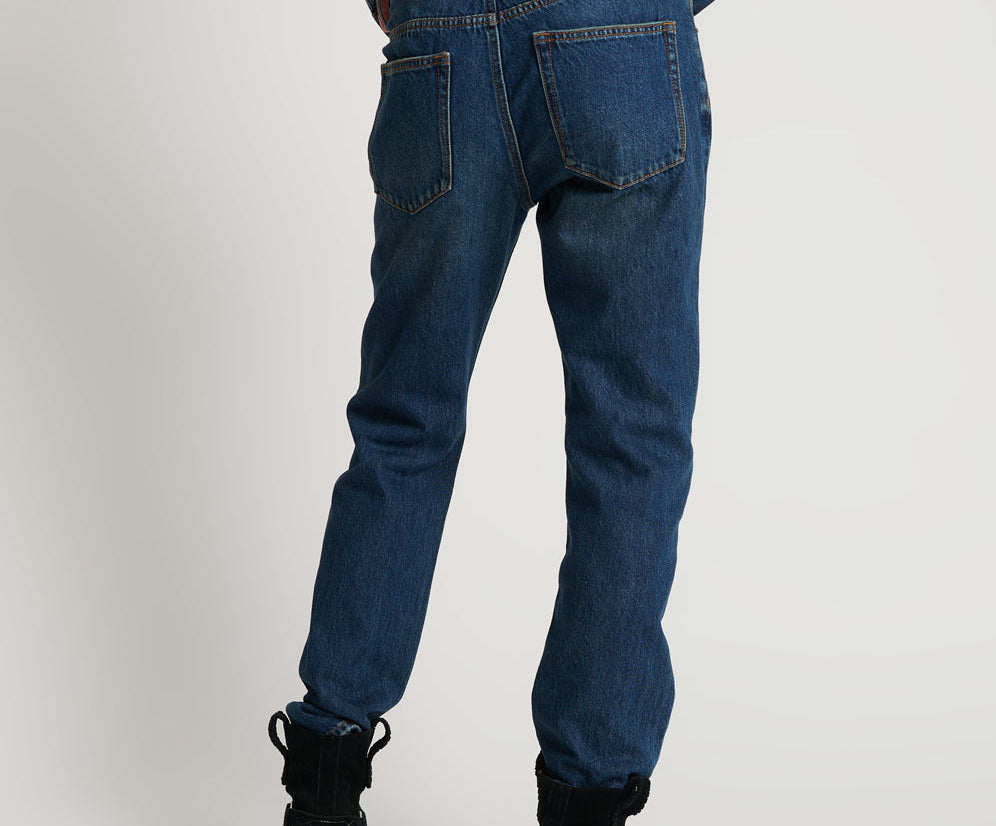 ROYAL BLUE TRUCKERS LOW WAIST STRAIGHT LEG JEANS