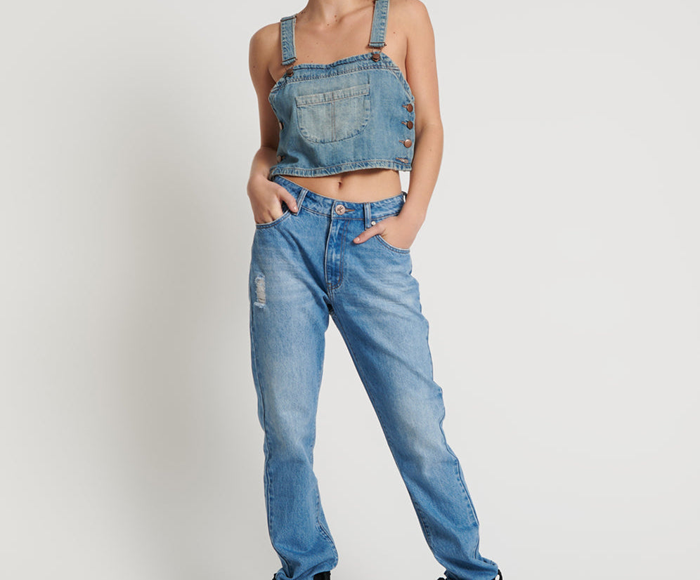 Awesome Baggies High Waist Straight Leg Denim Jeans - Ciao Blue