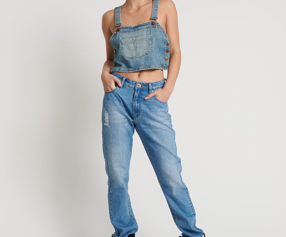 CIAO BLUE AWESOME BAGGIES HIGH WAIST STRAIGHT LEG JEANS