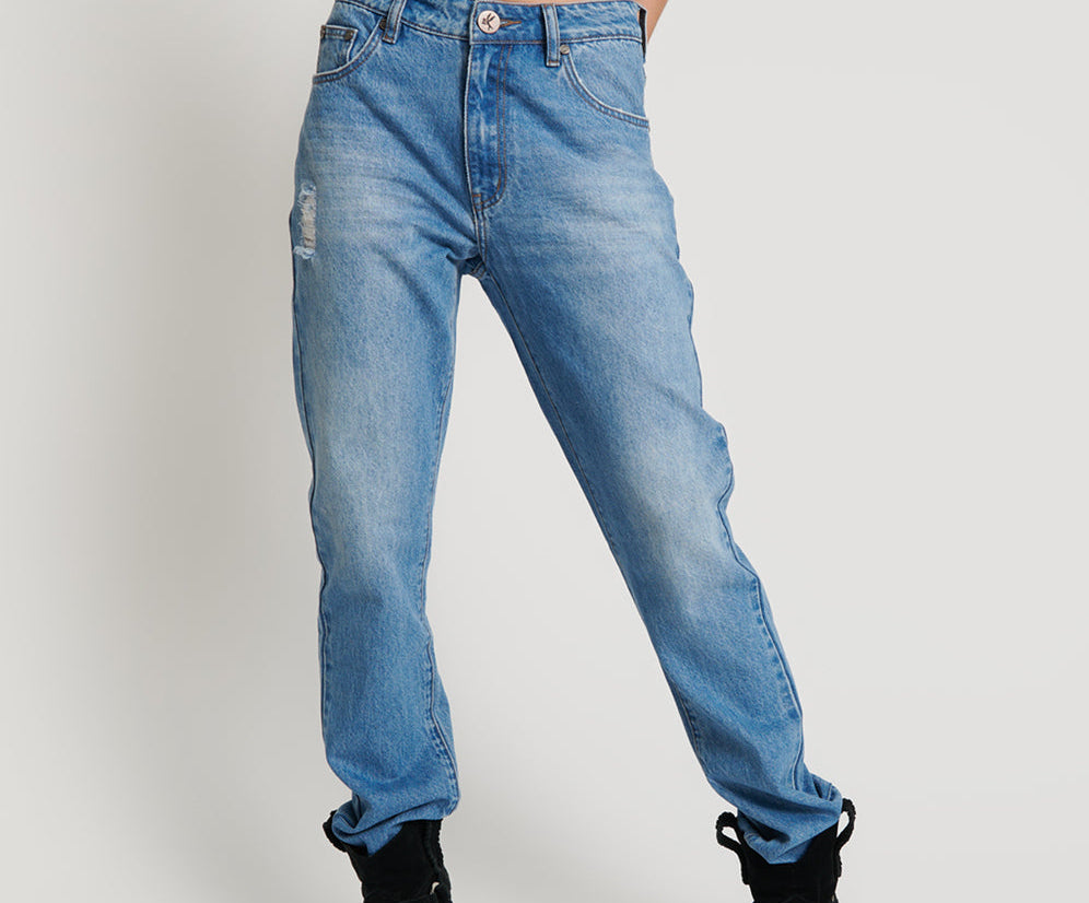 Awesome Baggies High Waist Straight Leg Denim Jeans - Ciao Blue