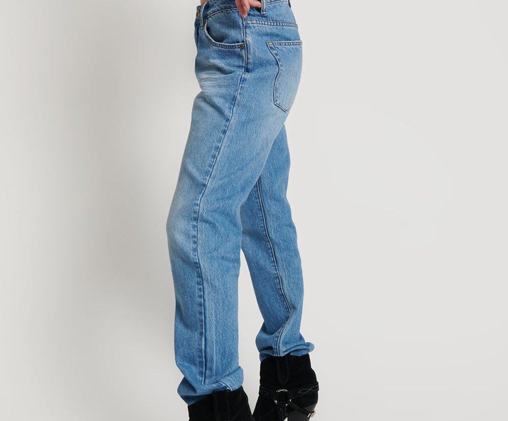 Awesome Baggies High Waist Straight Leg Denim Jeans - Ciao Blue