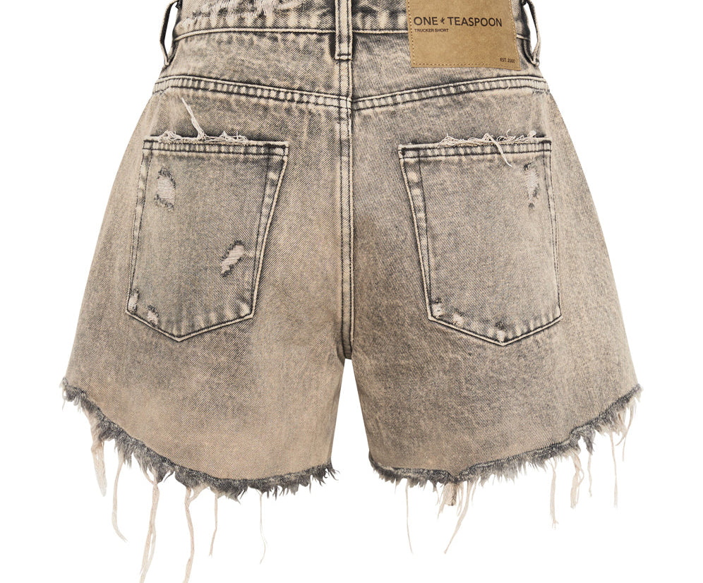 Truckers Mid Waist Relaxed Denim Shorts - Rust