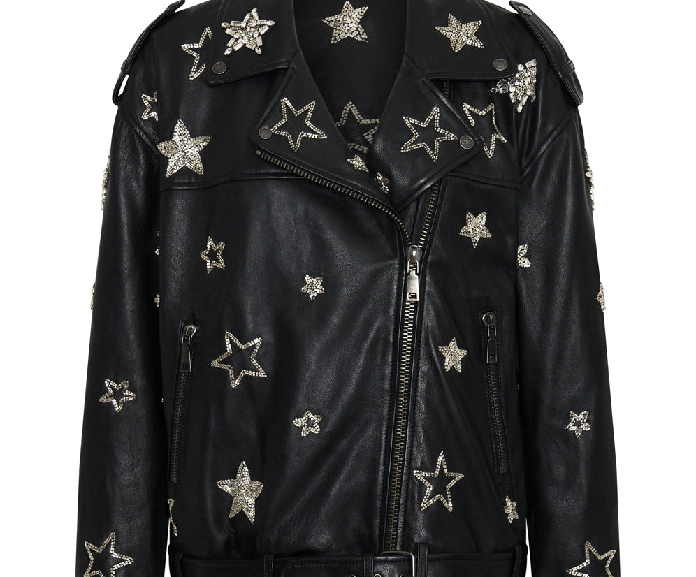 All Star Hand Embellished Leather Jacket | One Teaspoon