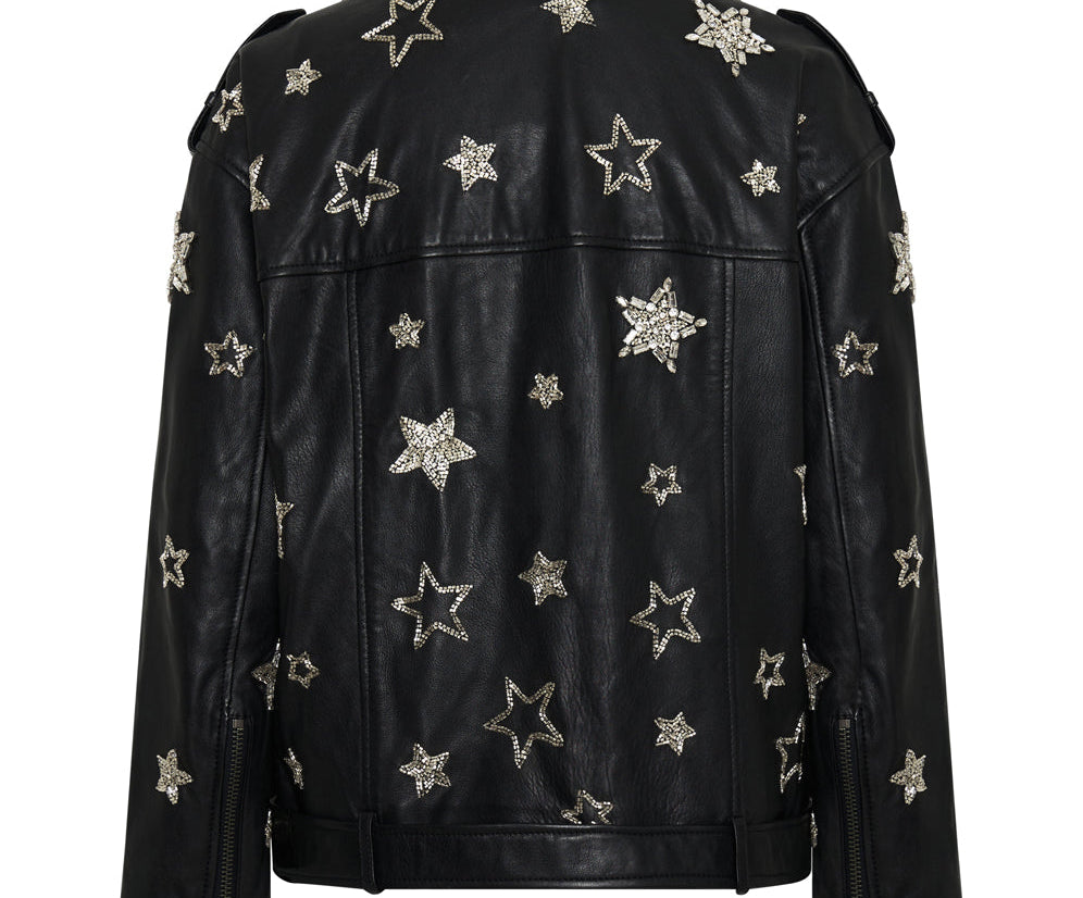 ALL STAR HAND EMBELLISHED LEATHER JACKET