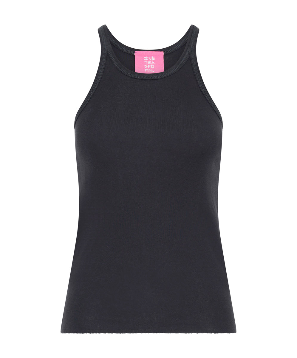 Products One Teaspoon Fine Ribbed Singlet - Black