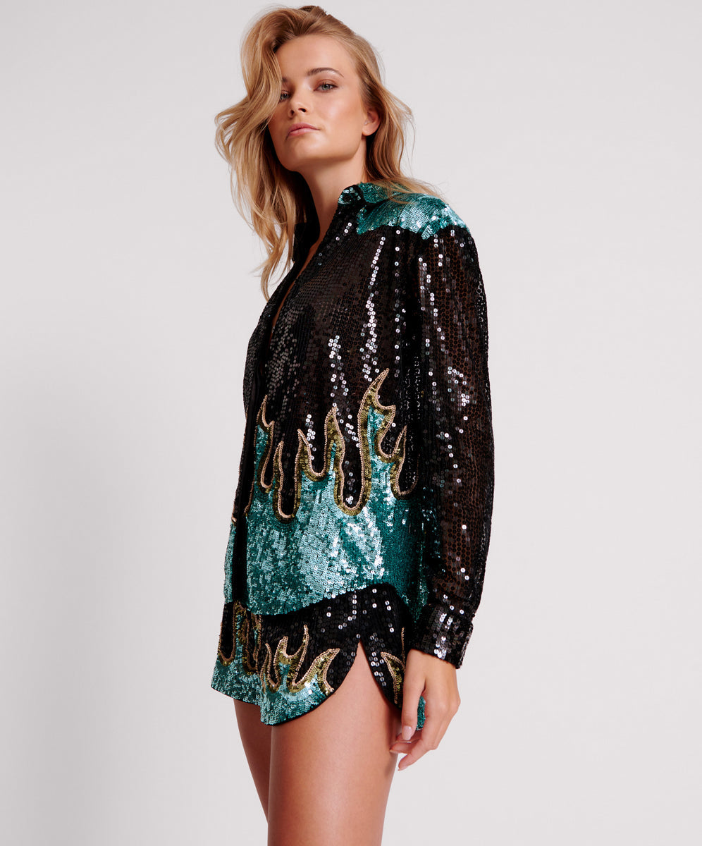 Products ON FIRE HAND SEQUIN WESTERN SHIRT