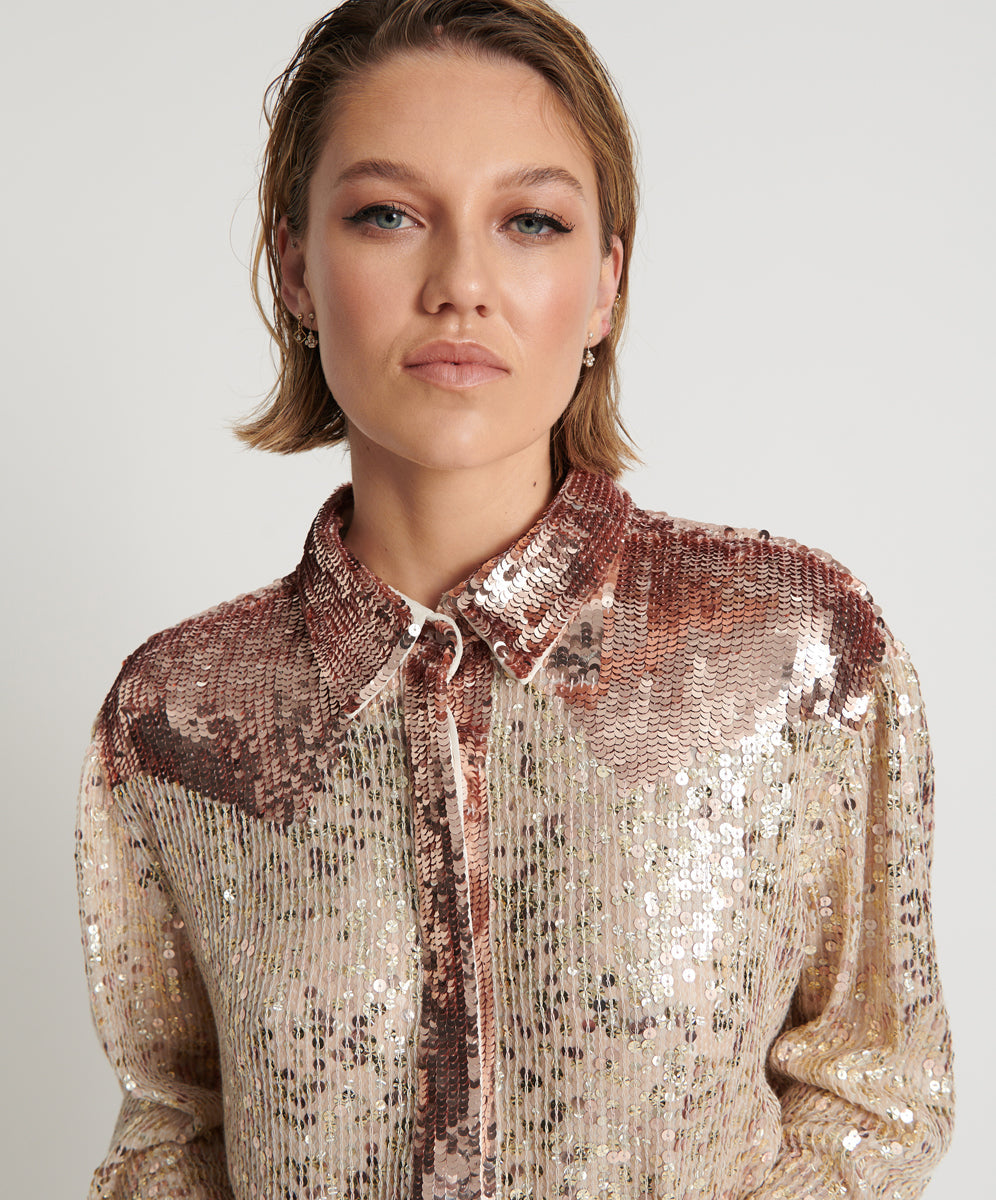 Products ROSE GOLD HAND SEQUIN WESTERN SHIRT