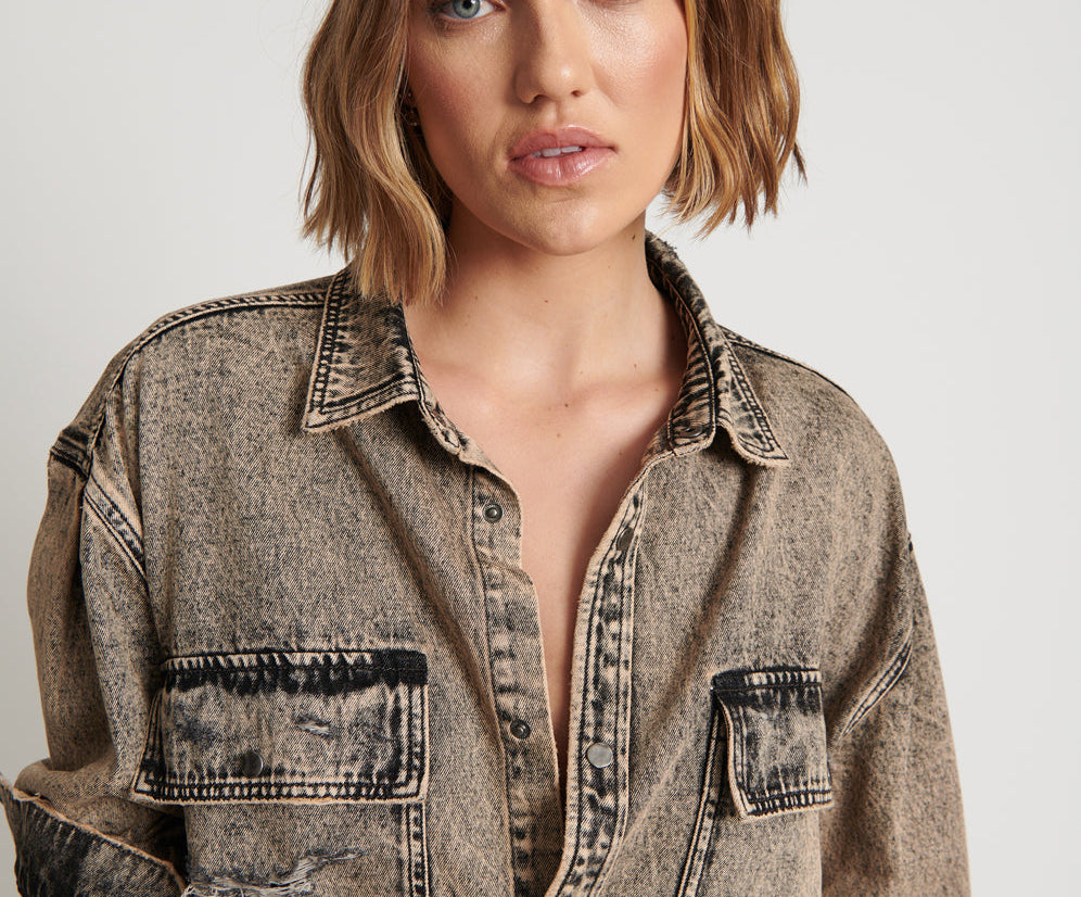 RUST DENIM SHIRT DRESS