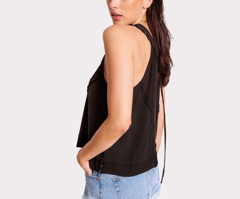 Lace Charleston Top - Black Acid