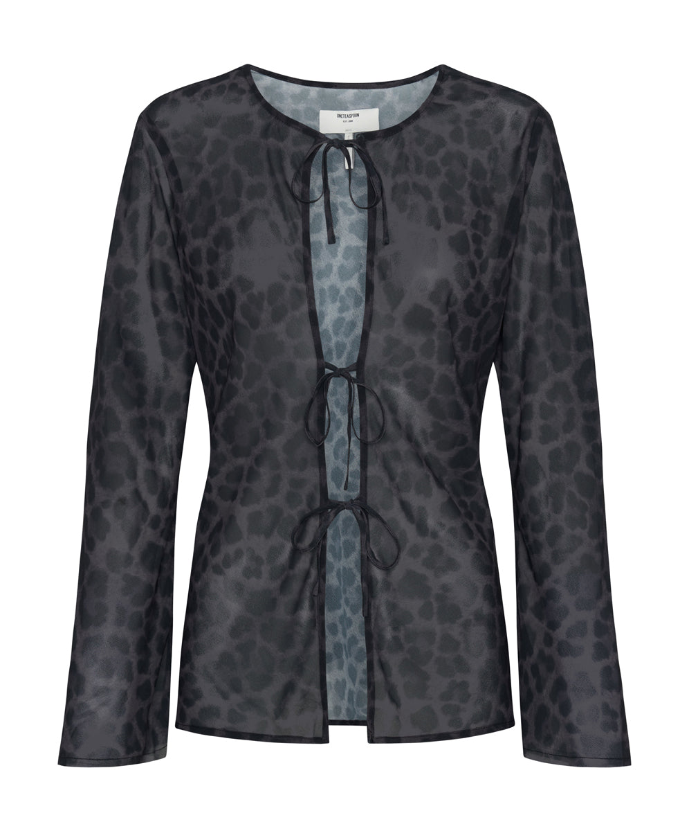 Black Friday Women's Tops, Tees, Shirts, Tanks Sale - Up to 70% off Fantasy Chiffon Longsleeve Top - Leopard