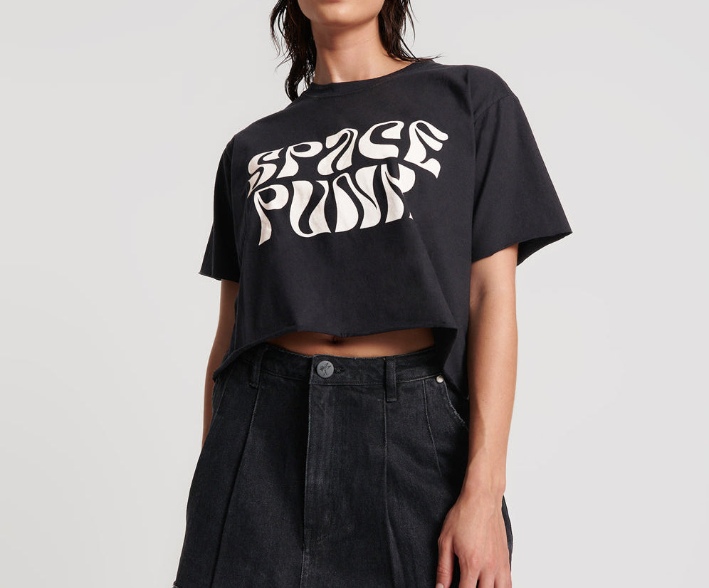 Pleated Low Waist Micro Denim Mini Skirt - Black Oak
