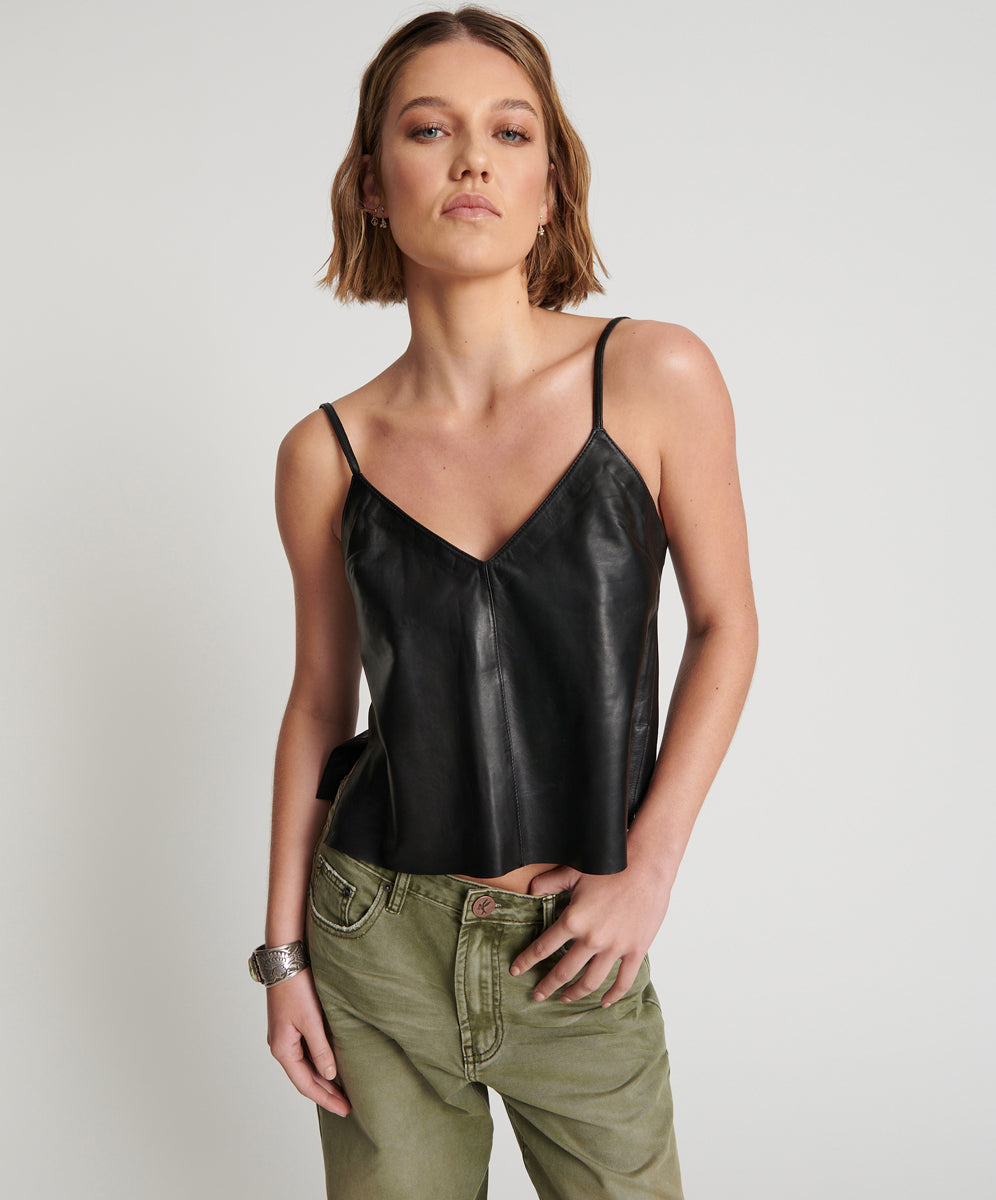 Products LEATHER CAMI TOP