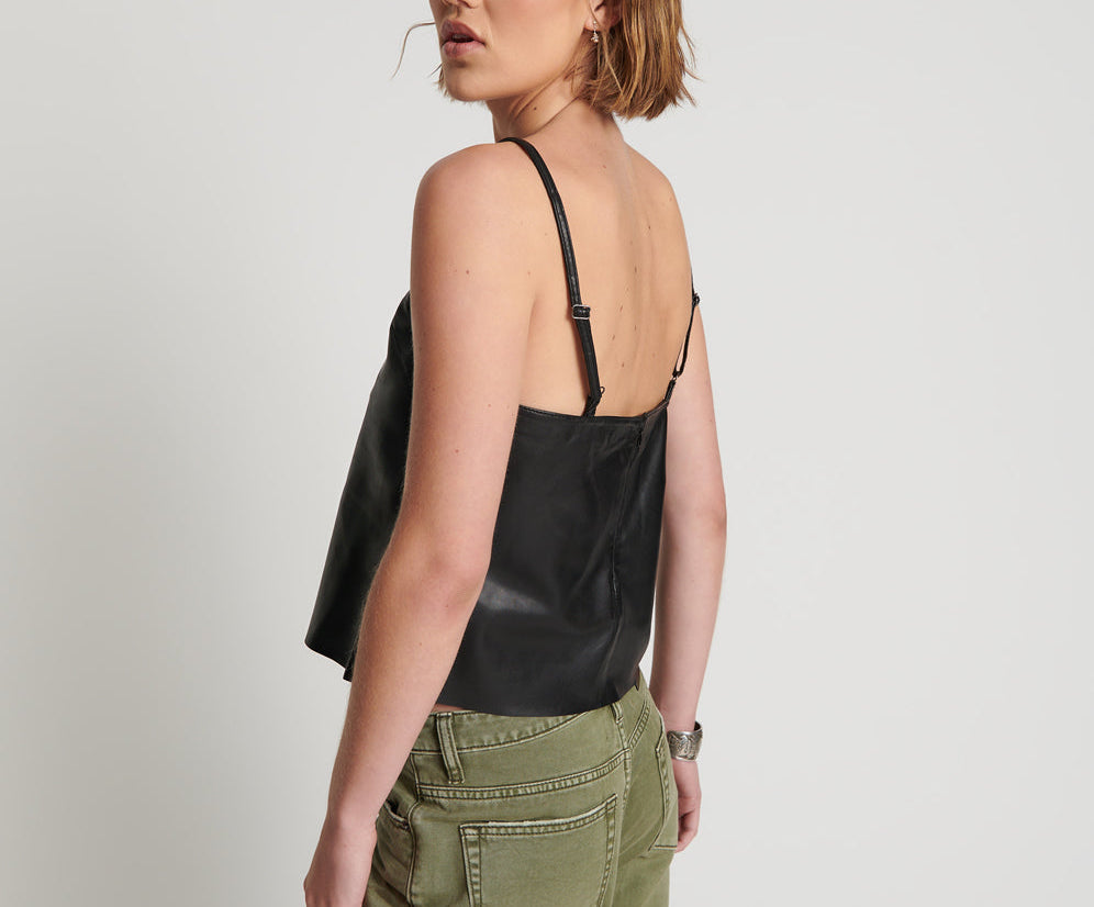 LEATHER CAMI TOP