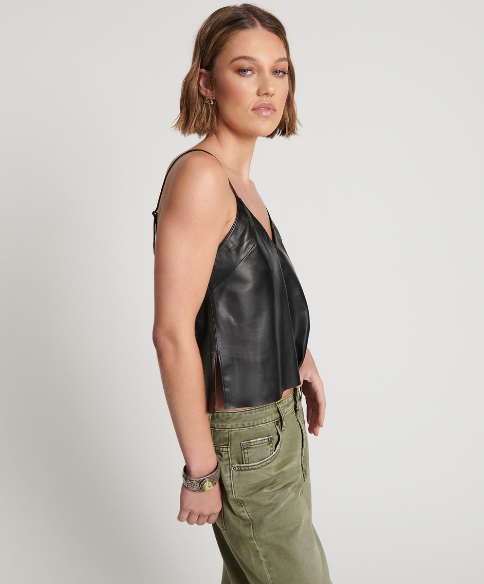 Faux leather hotsell cami top