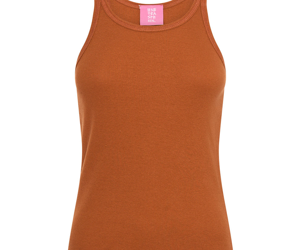BURNT ORANGE RIBBED TANK TOP