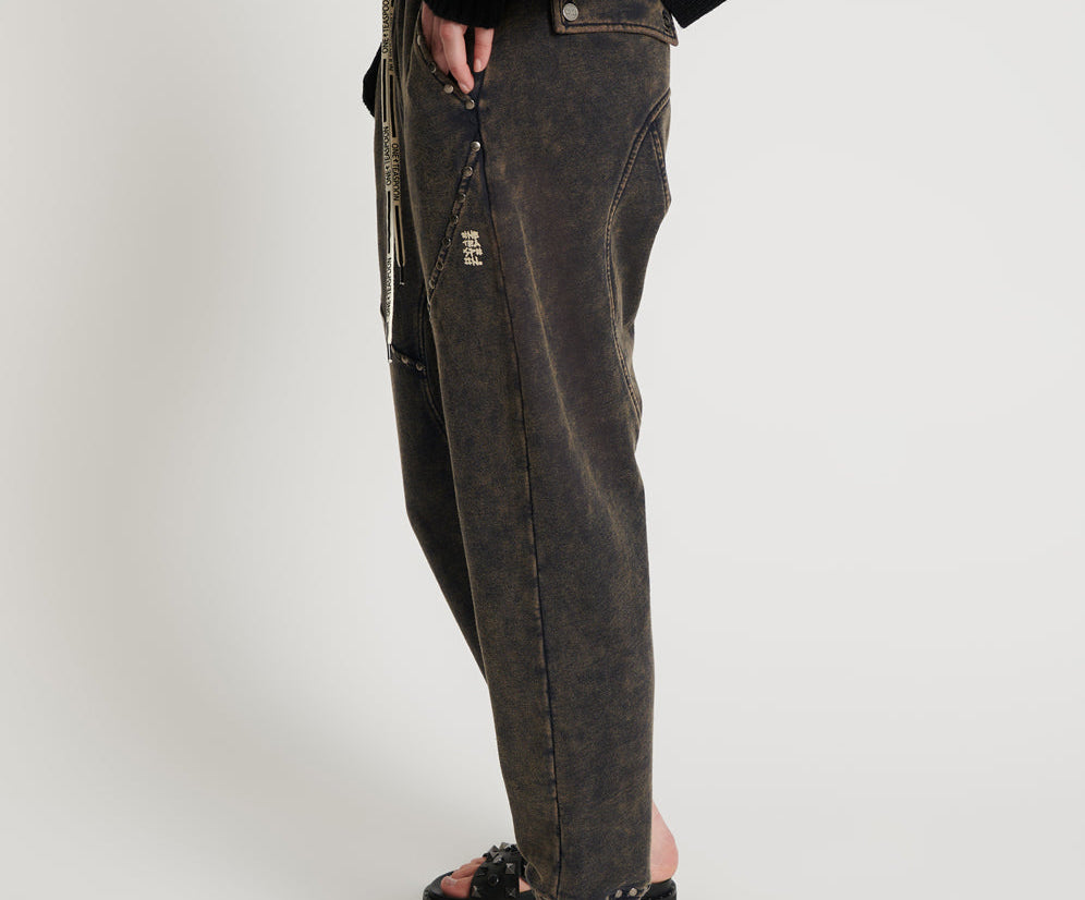 CHARCOAL STUDDED TRACKPANTS