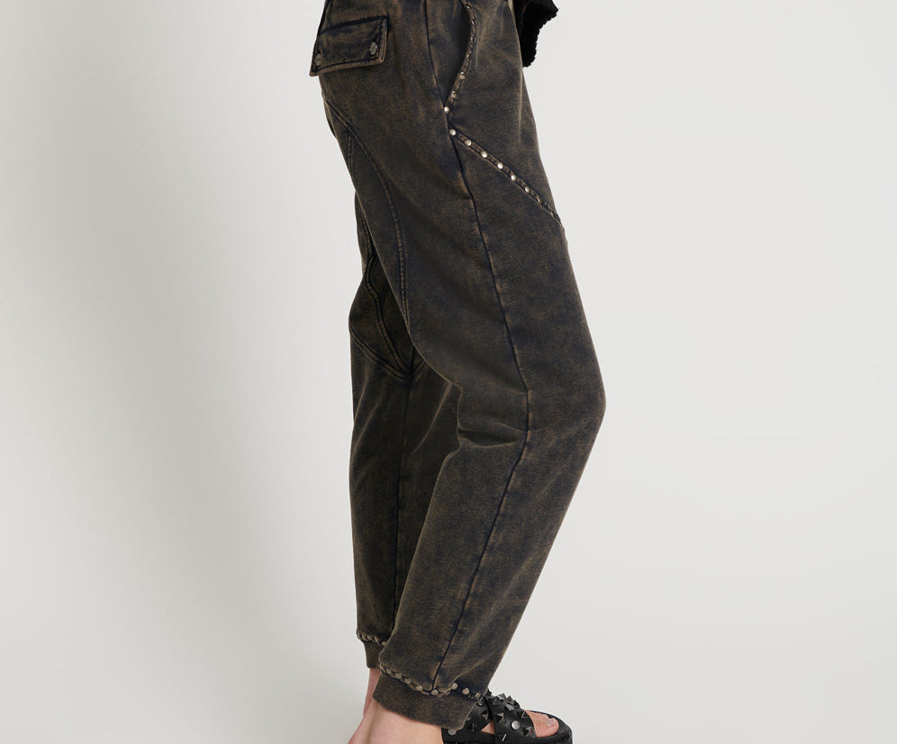 CHARCOAL STUDDED TRACKPANTS