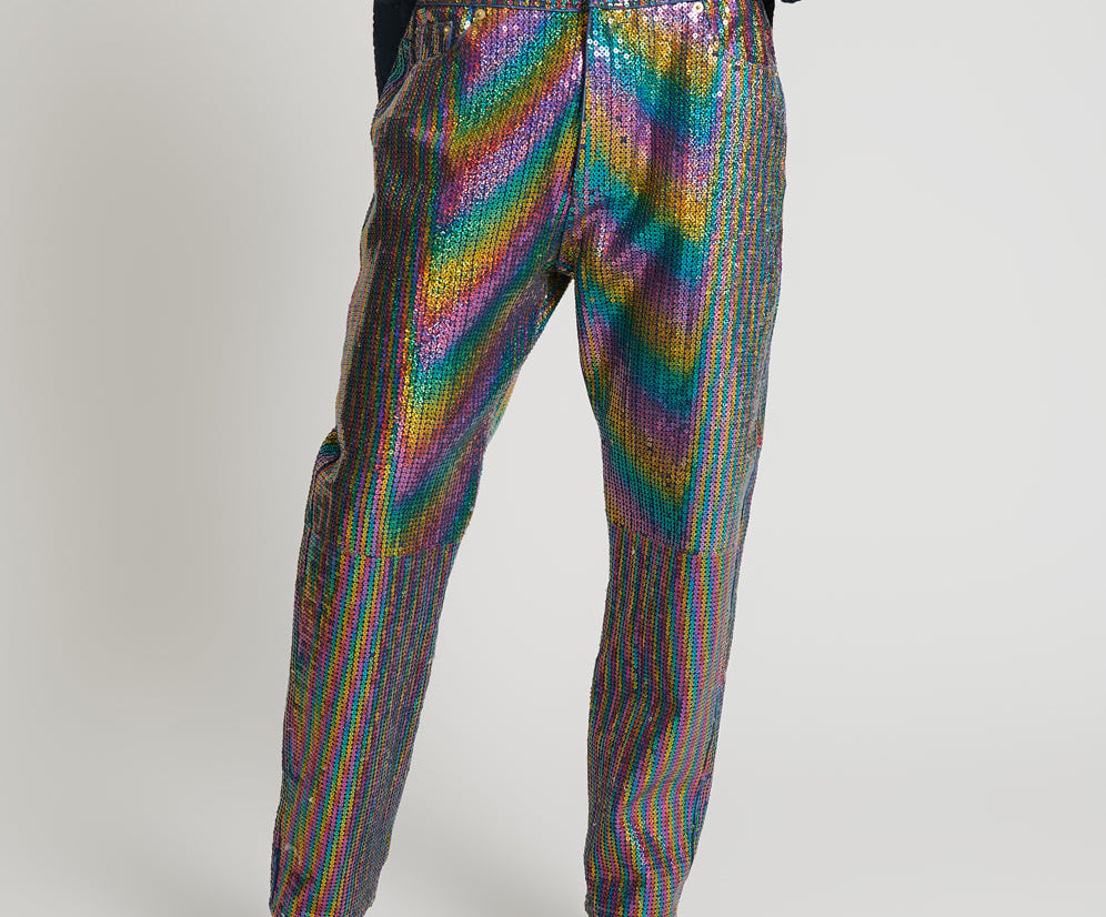 RAINBOW SEQUIN BANDITS RELAXED JEANS
