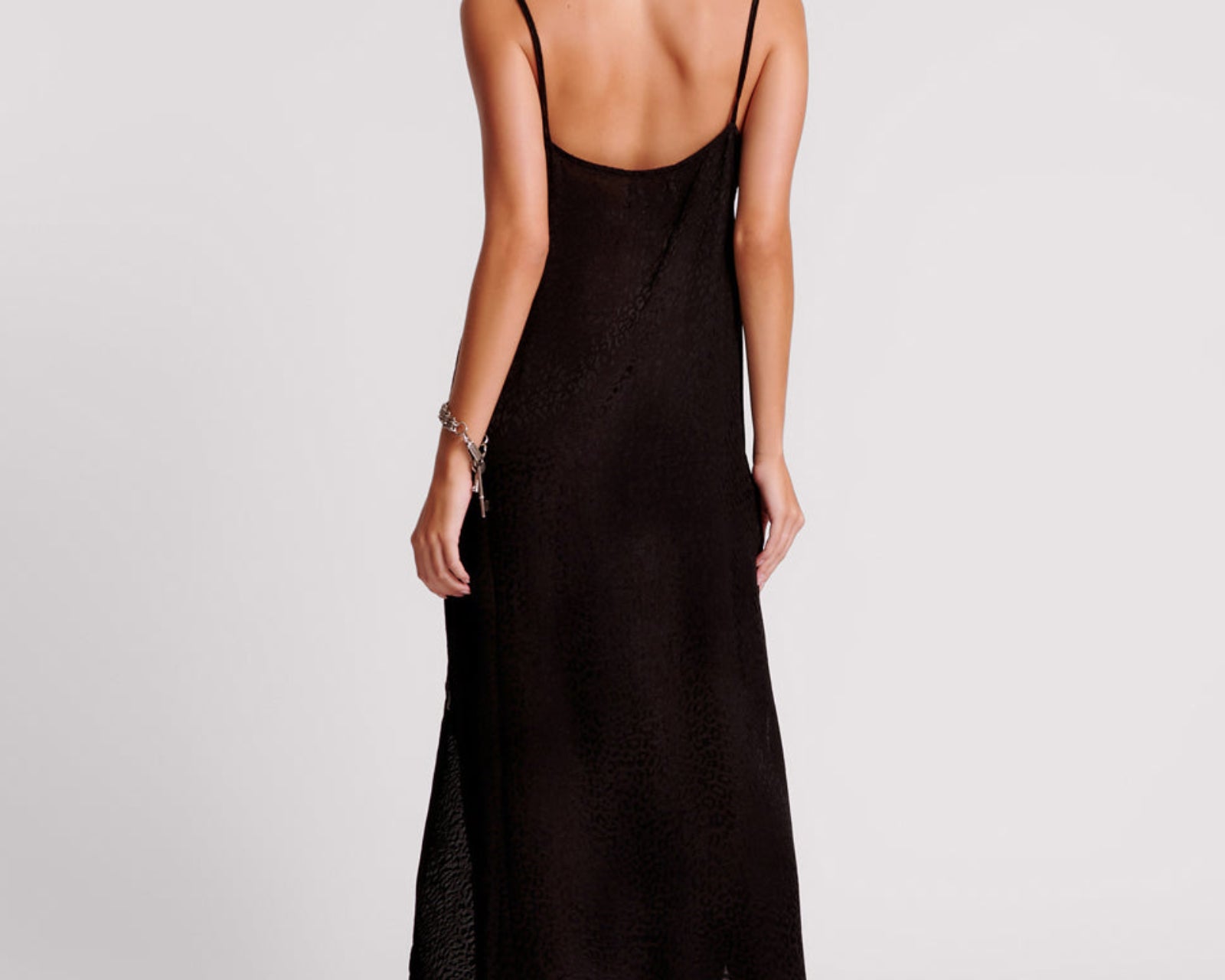 Animal Jaquard Maxi Slip Maxi Dress - Black