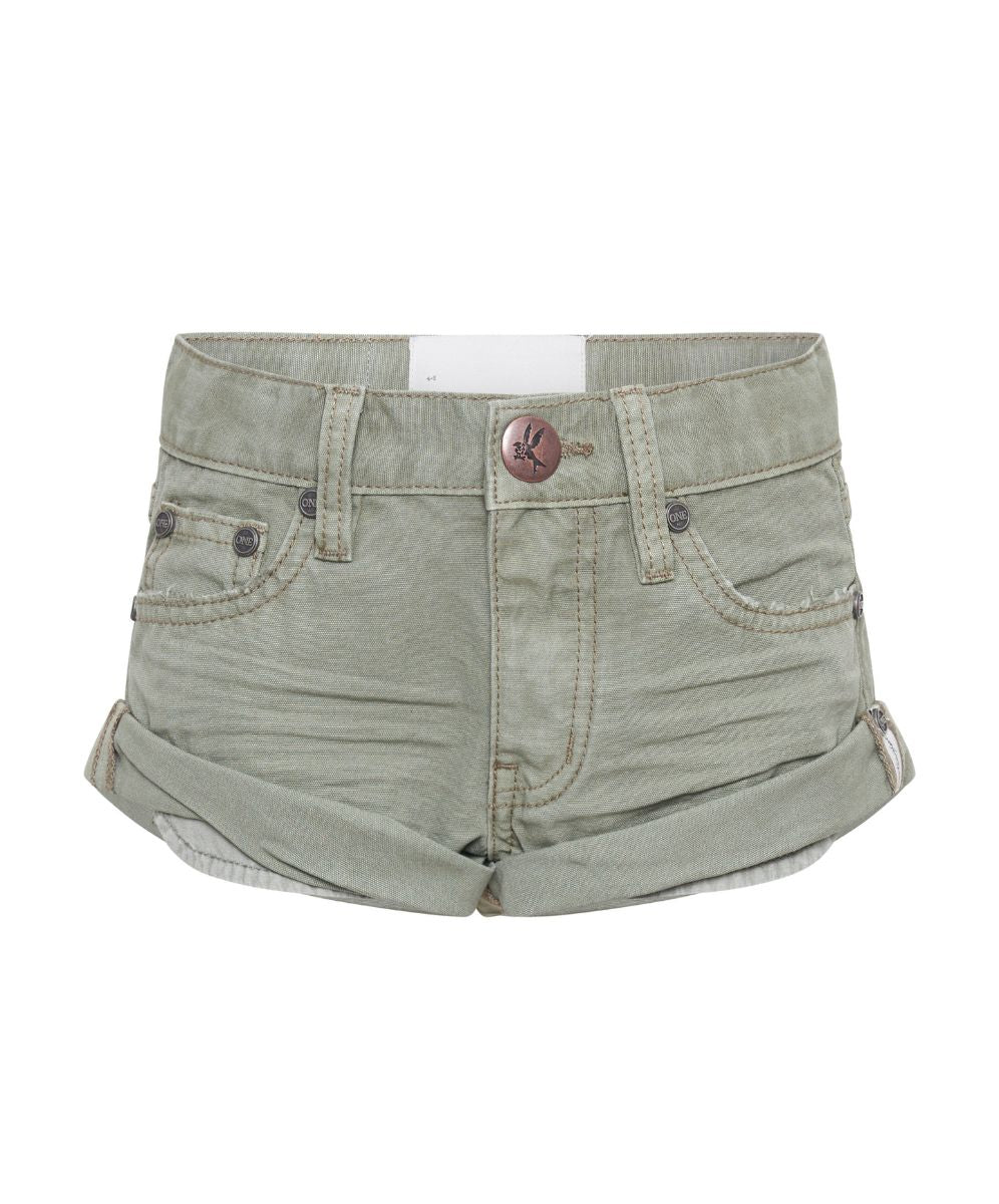Women's Short Length Denim Shorts Kids Bandits Low Waist Denim Shorts - Super Khaki