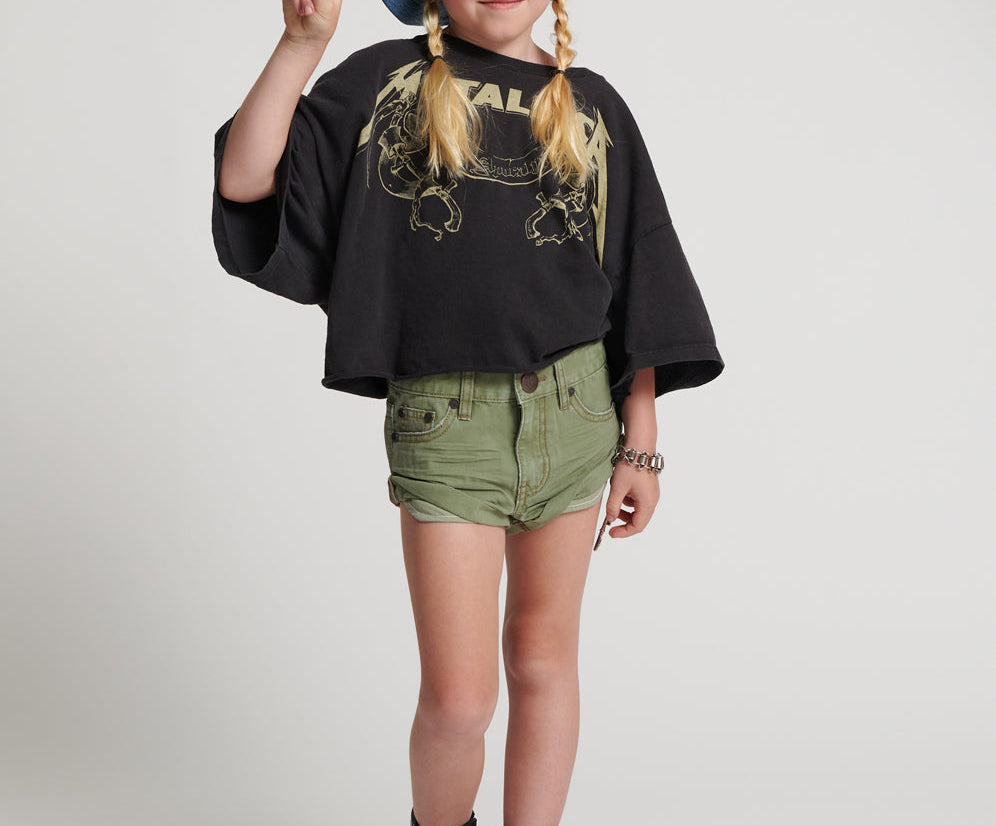 Kids Bandits Low Waist Denim Shorts - Super Khaki