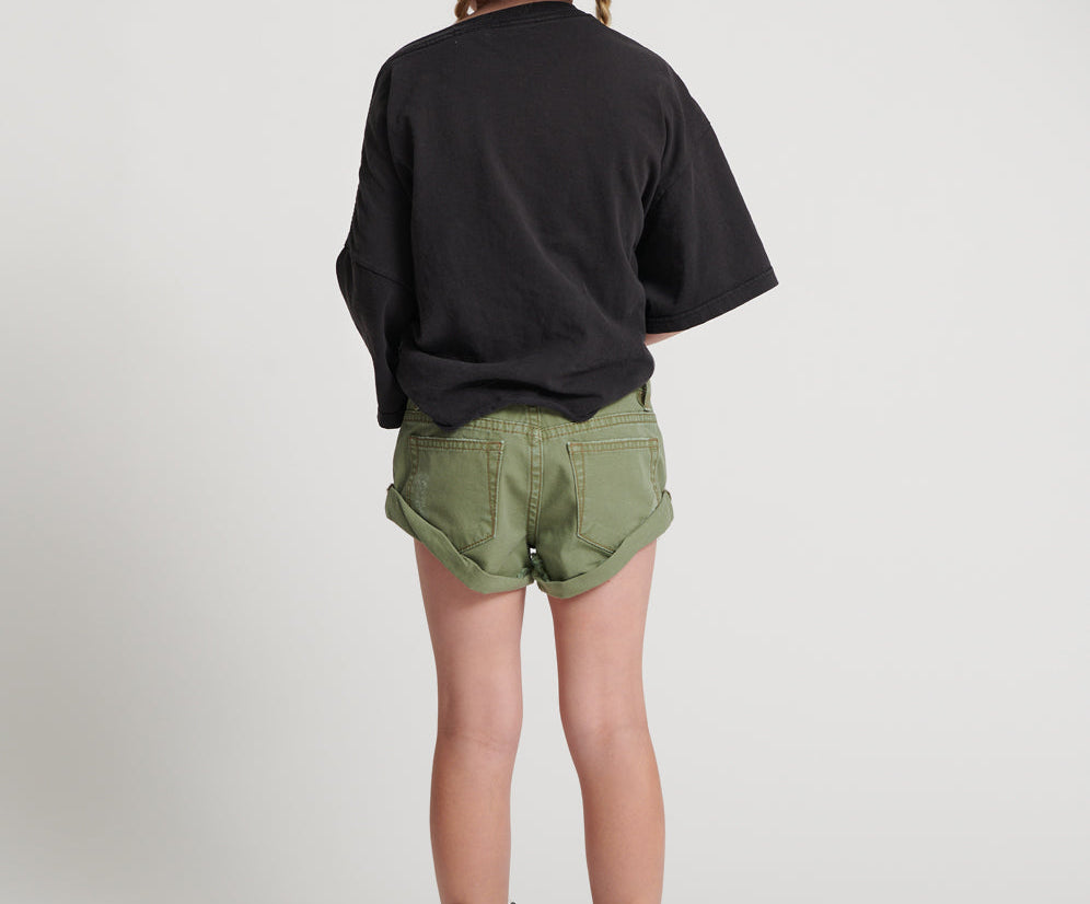 Kids Bandits Low Waist Denim Shorts - Super Khaki