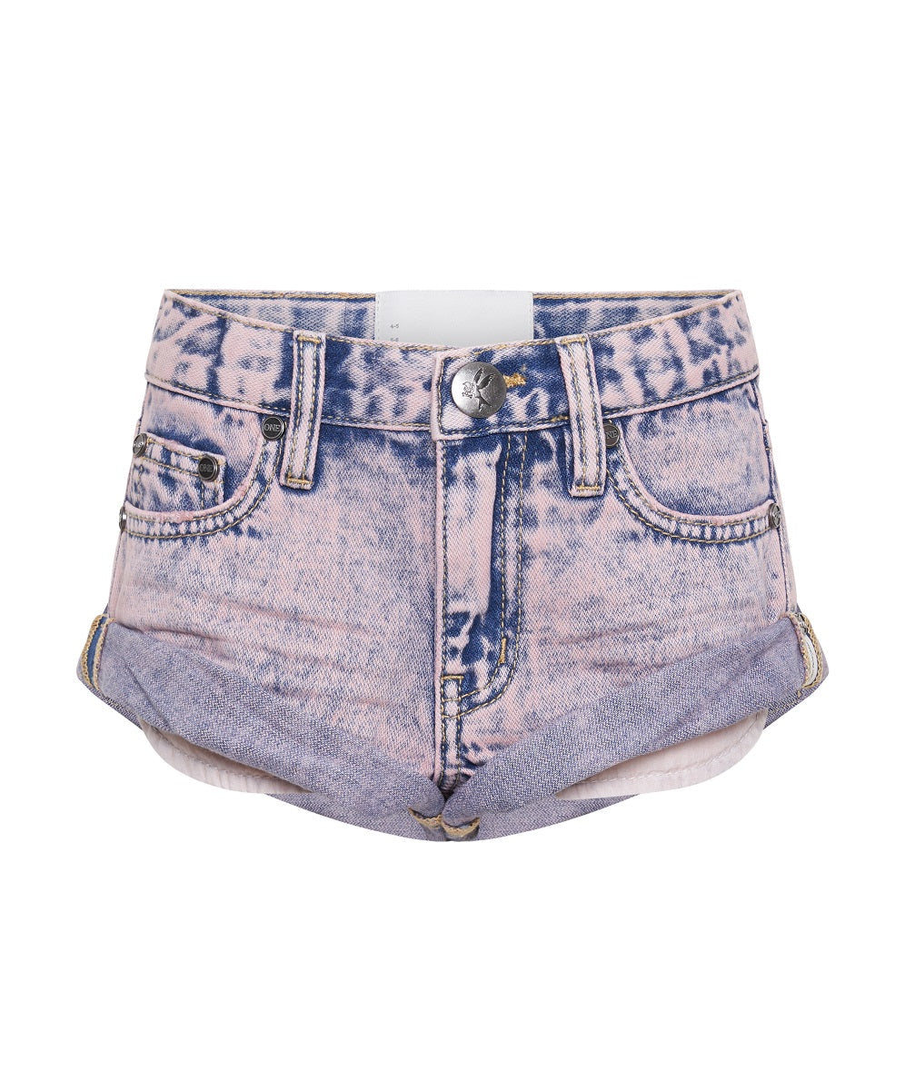 Women's Short Length Denim Shorts Kids Bandits Low Waist Denim Shorts - Dusty Pink