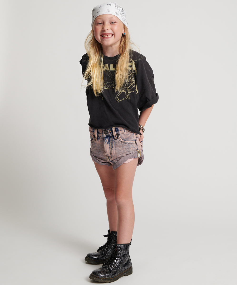 Women's Short Length Denim Shorts Kids Bandits Low Waist Denim Shorts - Dusty Pink