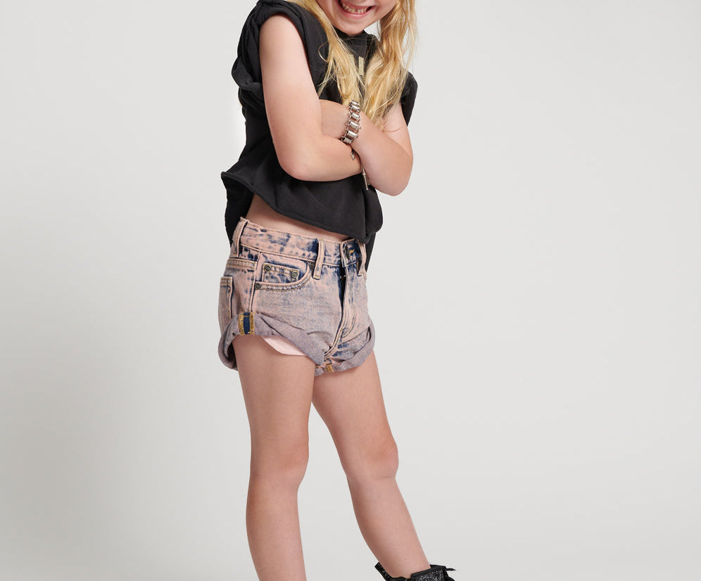 Kids Bandits Low Waist Denim Shorts - Dusty Pink