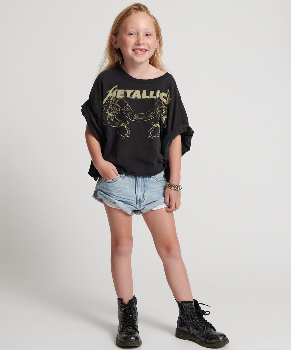 Rodeo Blue Denim Shorts Kids Bandits Low Waist Denim Shorts - Hendrixe Blue