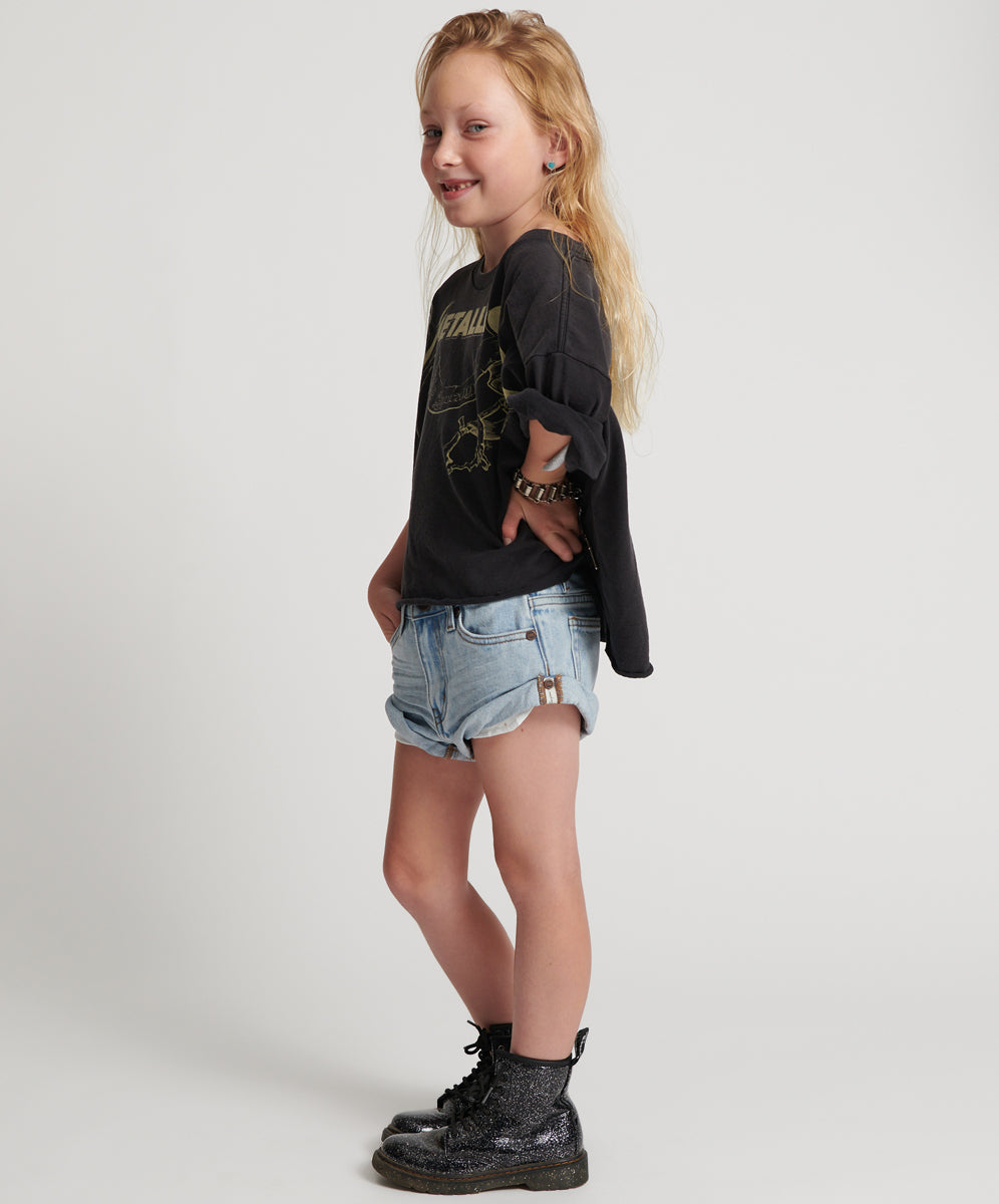 Rodeo Blue Denim Shorts Kids Bandits Low Waist Denim Shorts - Hendrixe Blue