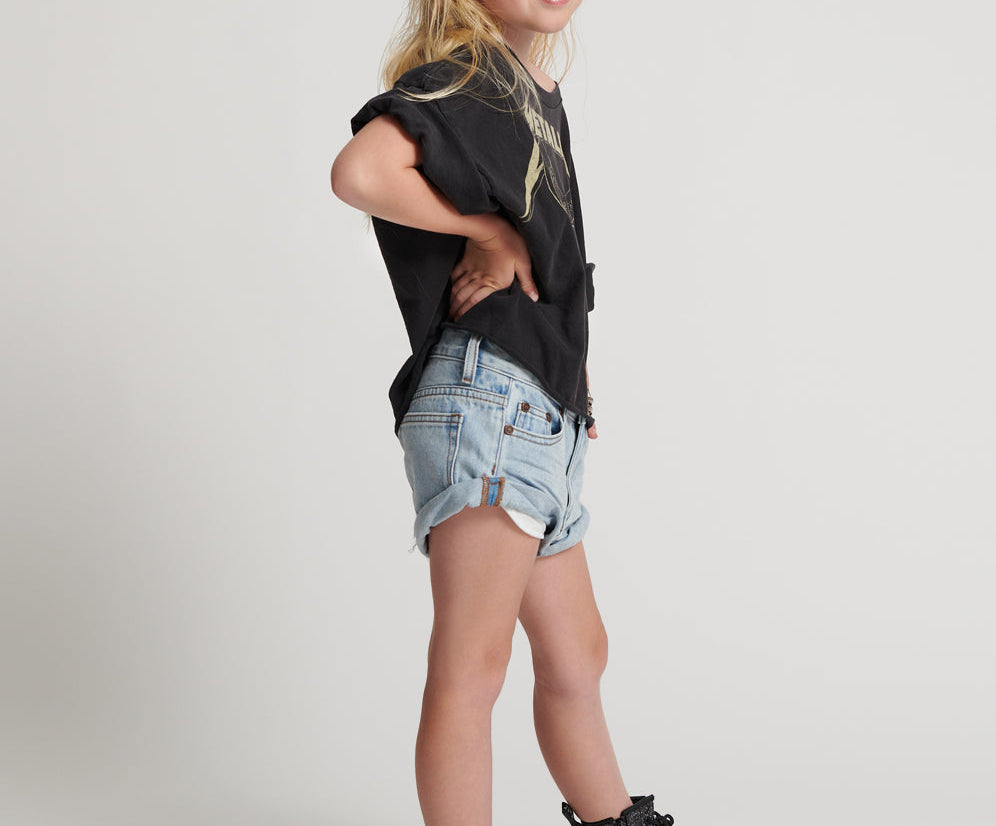 Kids Bandits Low Waist Denim Shorts - Hendrixe Blue