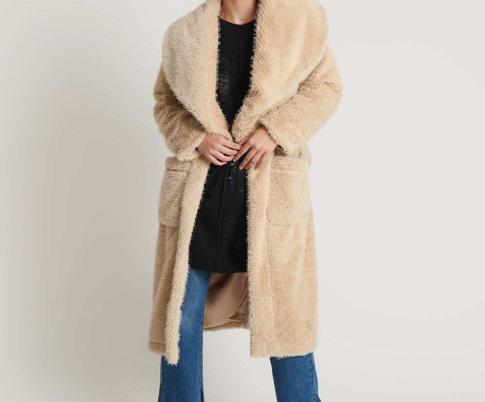 The Wonderland Faux Fur Coat - Cream