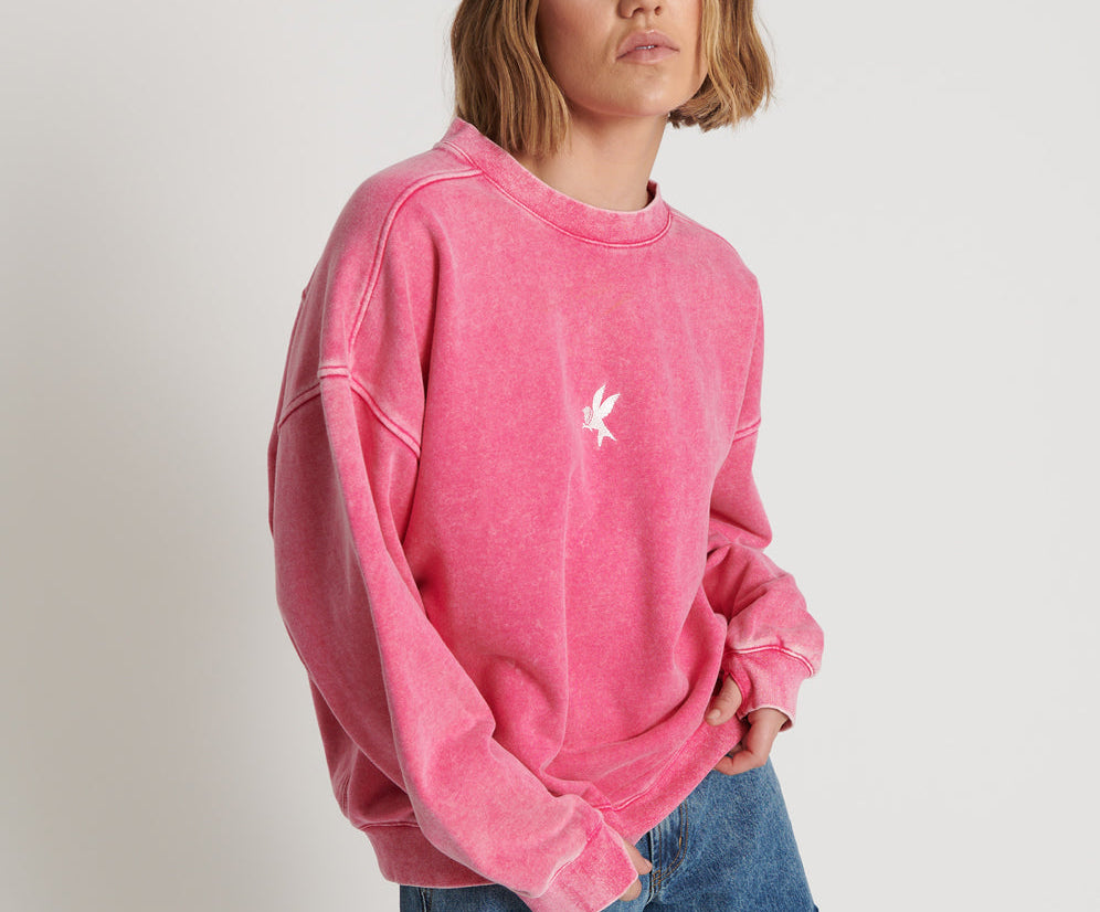 PINK BOWER BIRD RETRO SWEATER