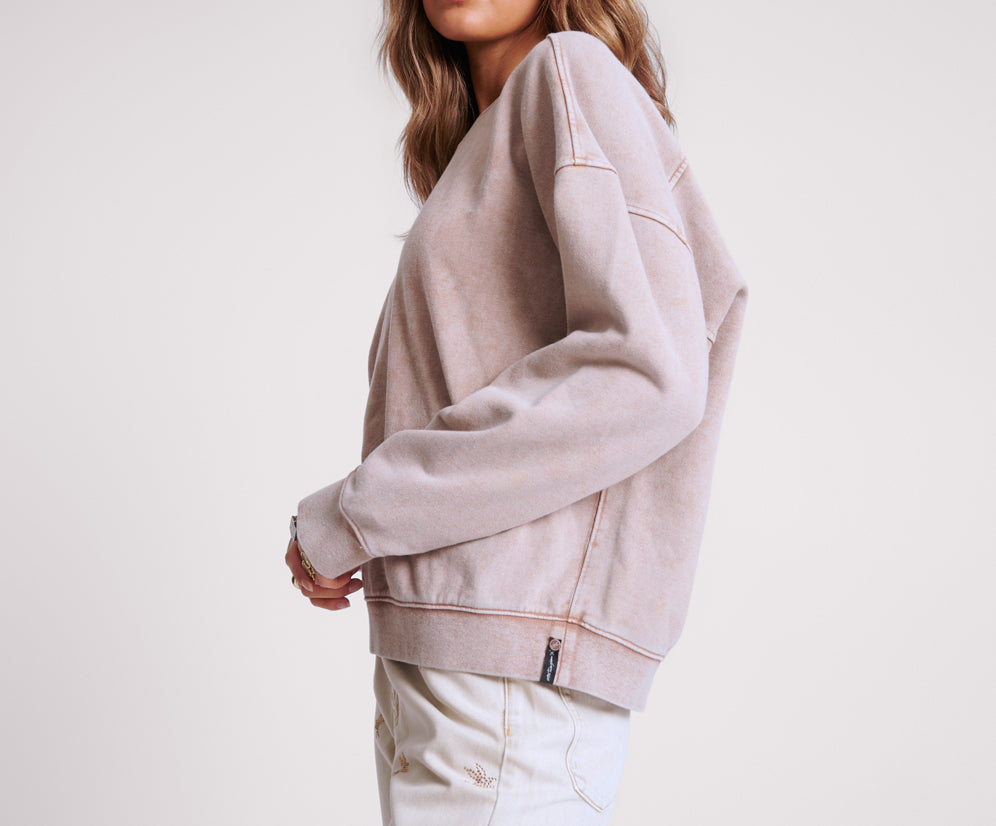 Bower Bird Retro Crew Sweater - Sand