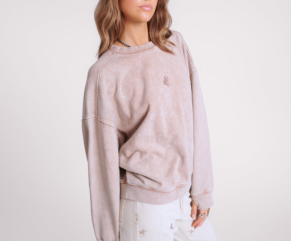 Bower Bird Retro Crew Sweater - Sand