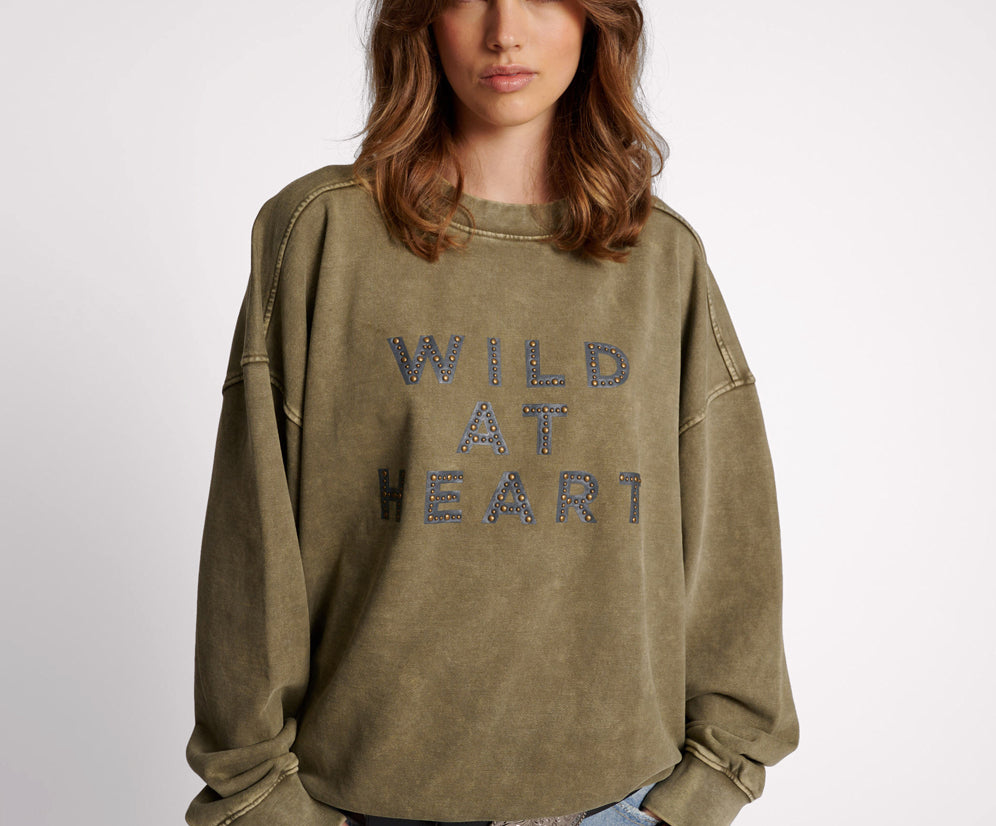 WILD AT HEART STUDDED RETRO SWEATER