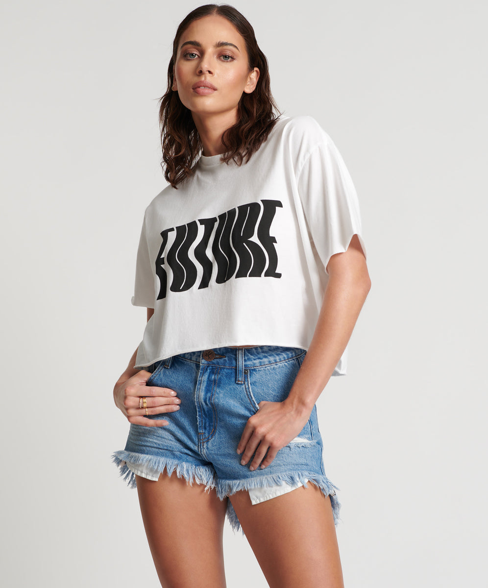 Products WHITE CROPPED FUTURE TEE