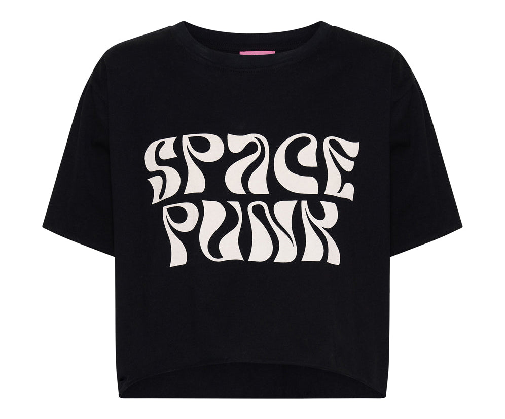 BLACK CROPPED SPACE PUNK TEE