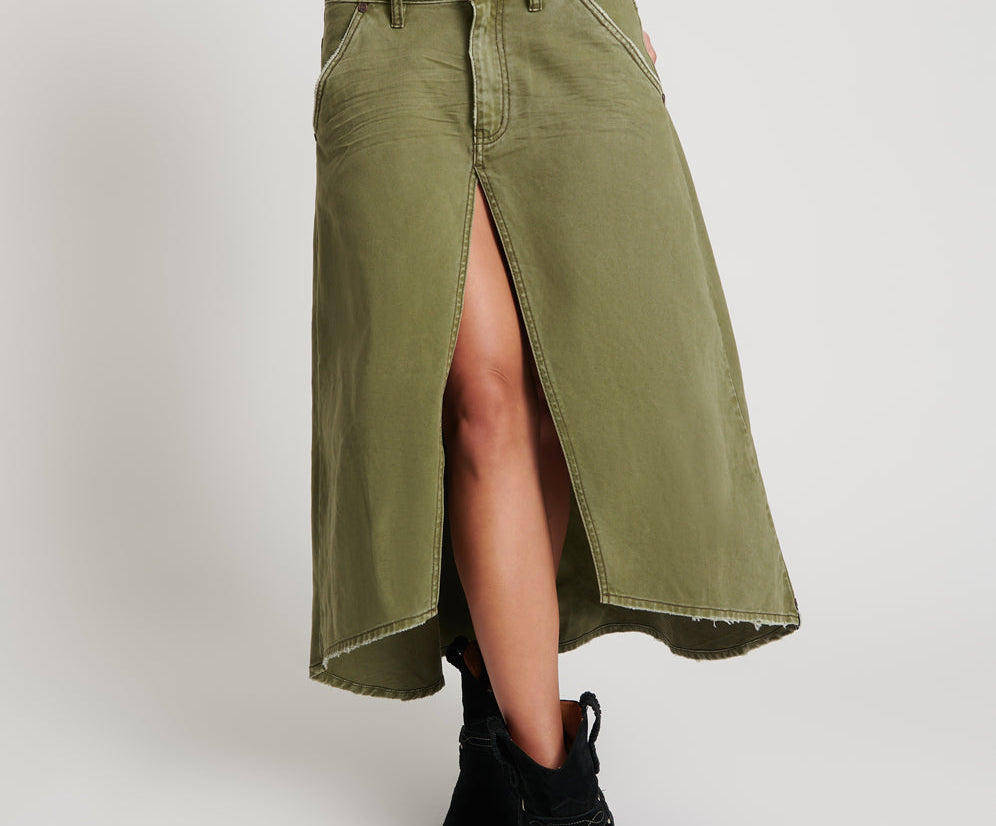 ST KHAKI MRS CARTER LONG DENIM SKIRT