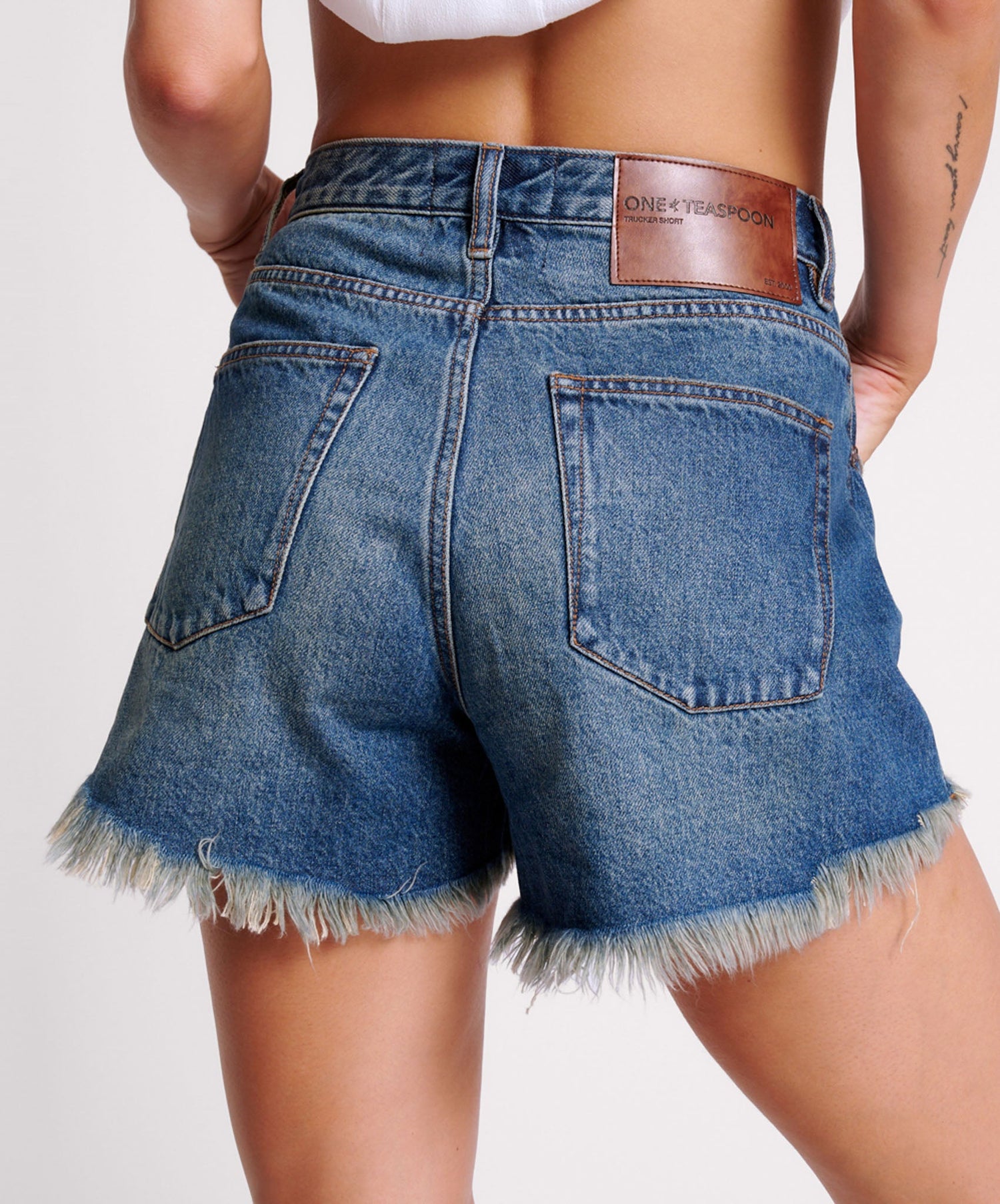 Archive Sale Women's Apparel & Clothing GRITTY BLUE TRUCKERS MID WAIST RELAXED SHORTS