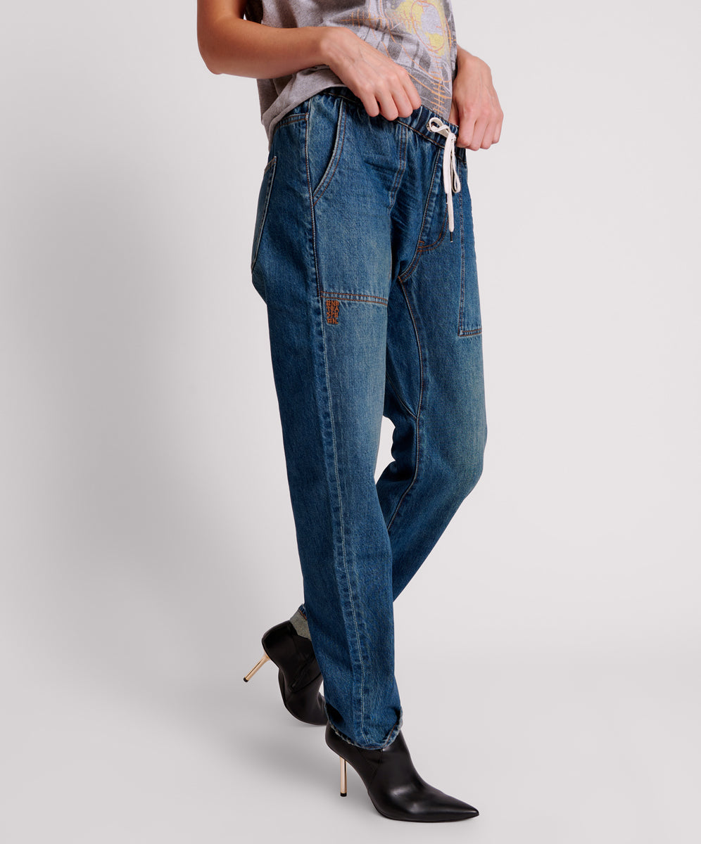 Jeans Sale GRITTY BLUE SHABBIES DRAWSTRING BOYFRIEND JEANS