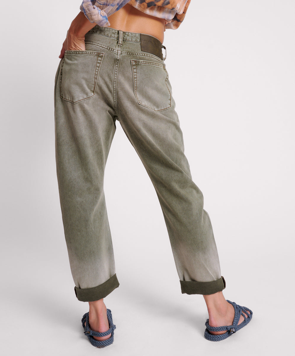 Jeans Sale Saints Low Waist Boyfriend Denim Jeans - Old Khaki