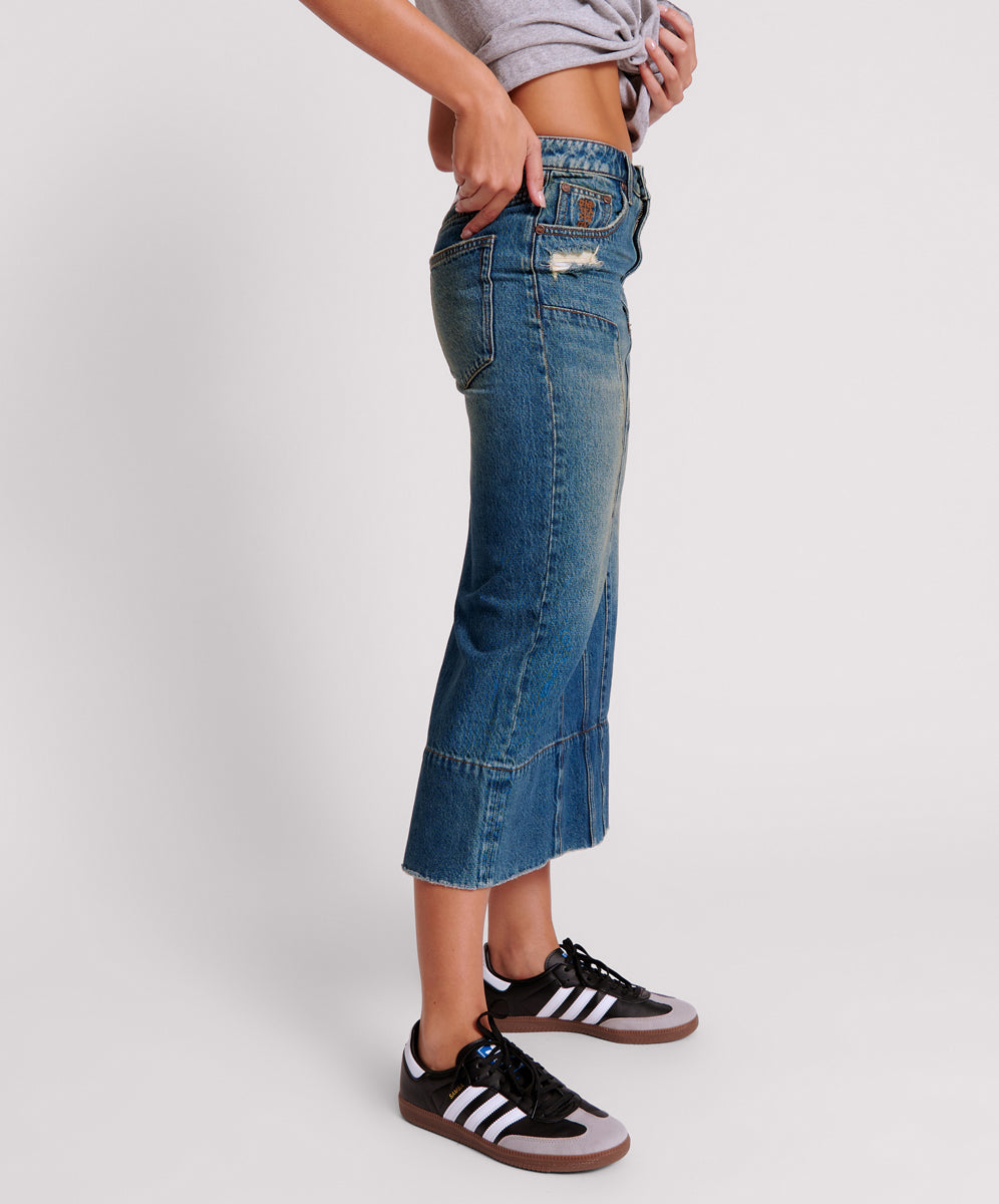 Outlet Sale Women's Denim Skirts GRITTY BLUE CASSIDY MID WAIST LONG DENIM COLUMN SKIRT