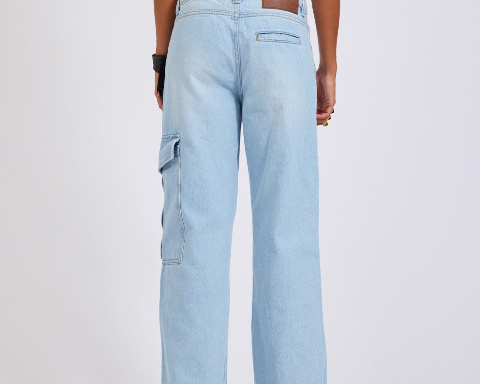 New Fiction Low Waist Wide Leg Cargo Denim Jeans - Cyber Blue