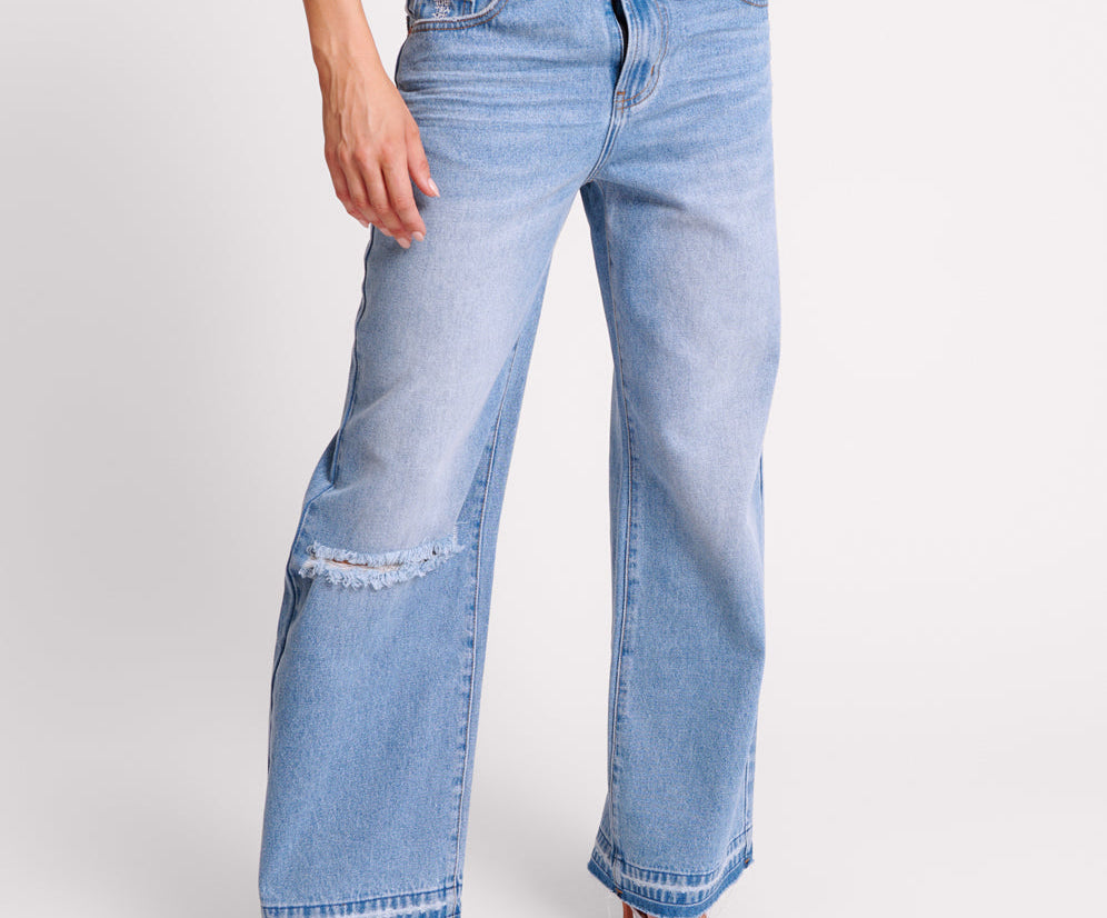 Low Riders Low Waist Wide Leg Denim Jeans - Bolt Blue | One  