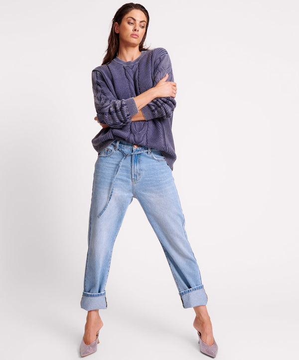 Bandits Low Waist Boyfriend Denim Jeans - Bolt Blue