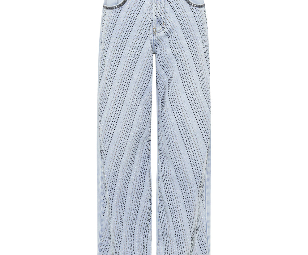 Jackson Mid Waist Wide Leg Denim Jeans - Blue Latte